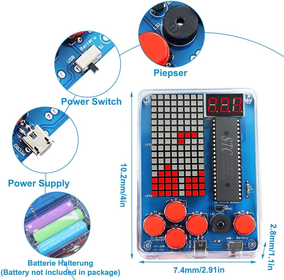 DIY SpielekonsoleLöten Elektronik Baukasten DIY Games Console Handheld Kit Löt Bausatz für Studenten