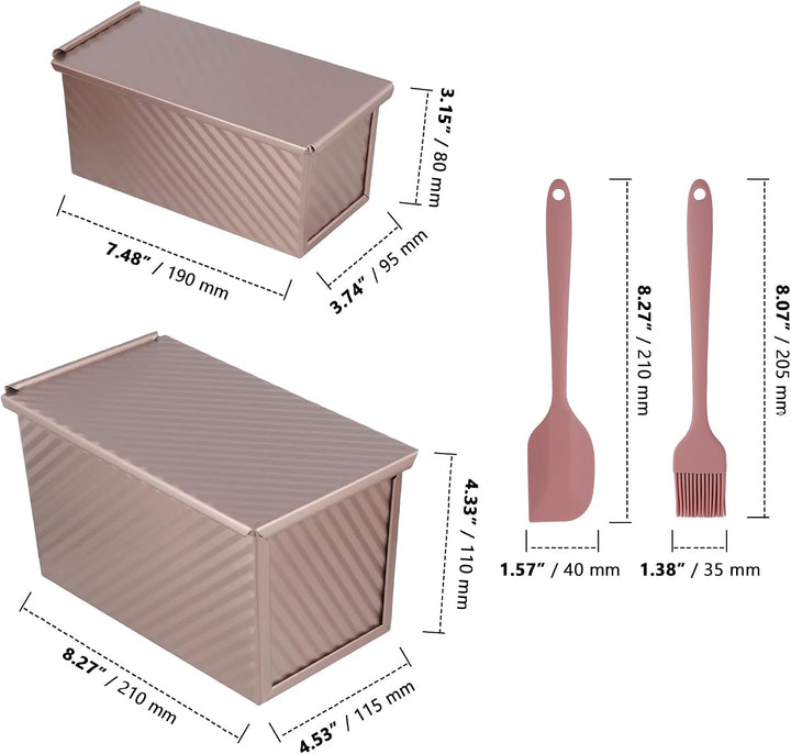2 Stück Brotbackform Set mit Deckel, Rechteckige Antihaft Kastenform
