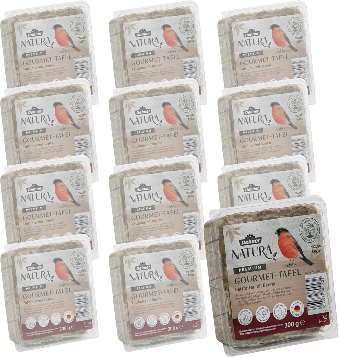 Dehner Natura Wildvogelfutter-Tafeln mit Beeren, 12 x 300 g (3.6 kg) mit Beeren 300 g (12er Pack), m