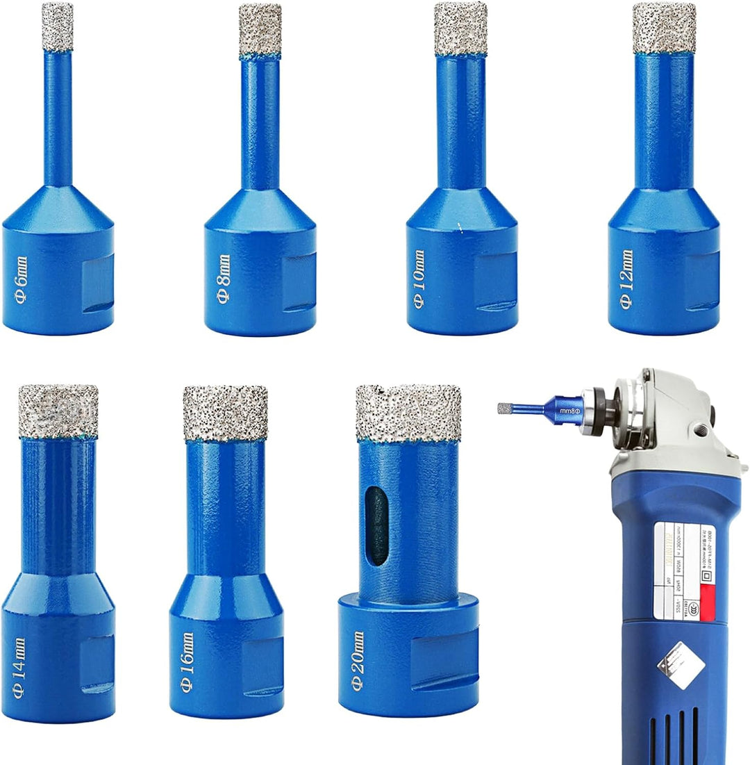 Diamant Fliesenbohrer 7 Stücke, Diamantbohrer Glasbohrer Set Für M14 Winkelschleifer ø 6/8/10/12/14/