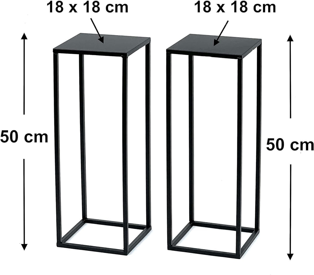 DanDiBo 2x Blumenhocker Metall Schwarz 50 cm Blumenständer 96315 S Beistelltisch Blumensäule Modern