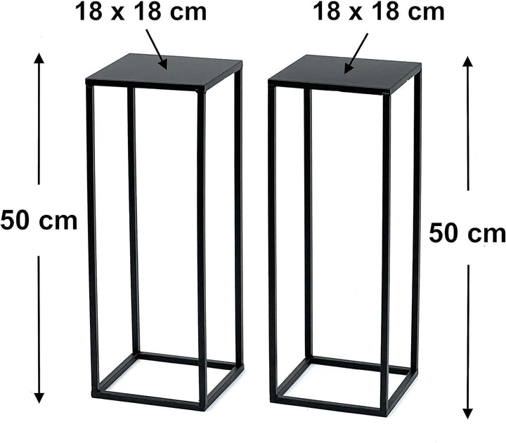 DanDiBo 2x Blumenhocker Metall Schwarz 50 cm Blumenständer 96315 S Beistelltisch Blumensäule Modern