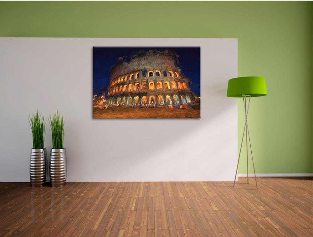 Pixxprint Kolosseum bei Nacht in Rom als Leinwandbild/Grösse: 100x70 / Wandbild/Kunstdruck/fertig be