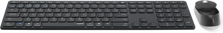 Rapoo 9850M kabelloses Tastatur-Maus Set Wireless Deskset 1600 DPI Sensor wiederaufladbarer Akku fla