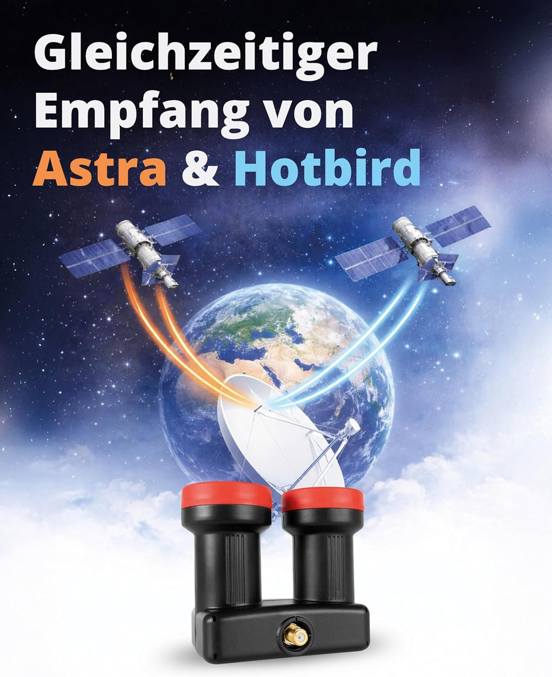 Megasat Diavolo Single LNB Monoblock 2 LNB in einem Gehäuse, 200022, Schwarz, Rot
