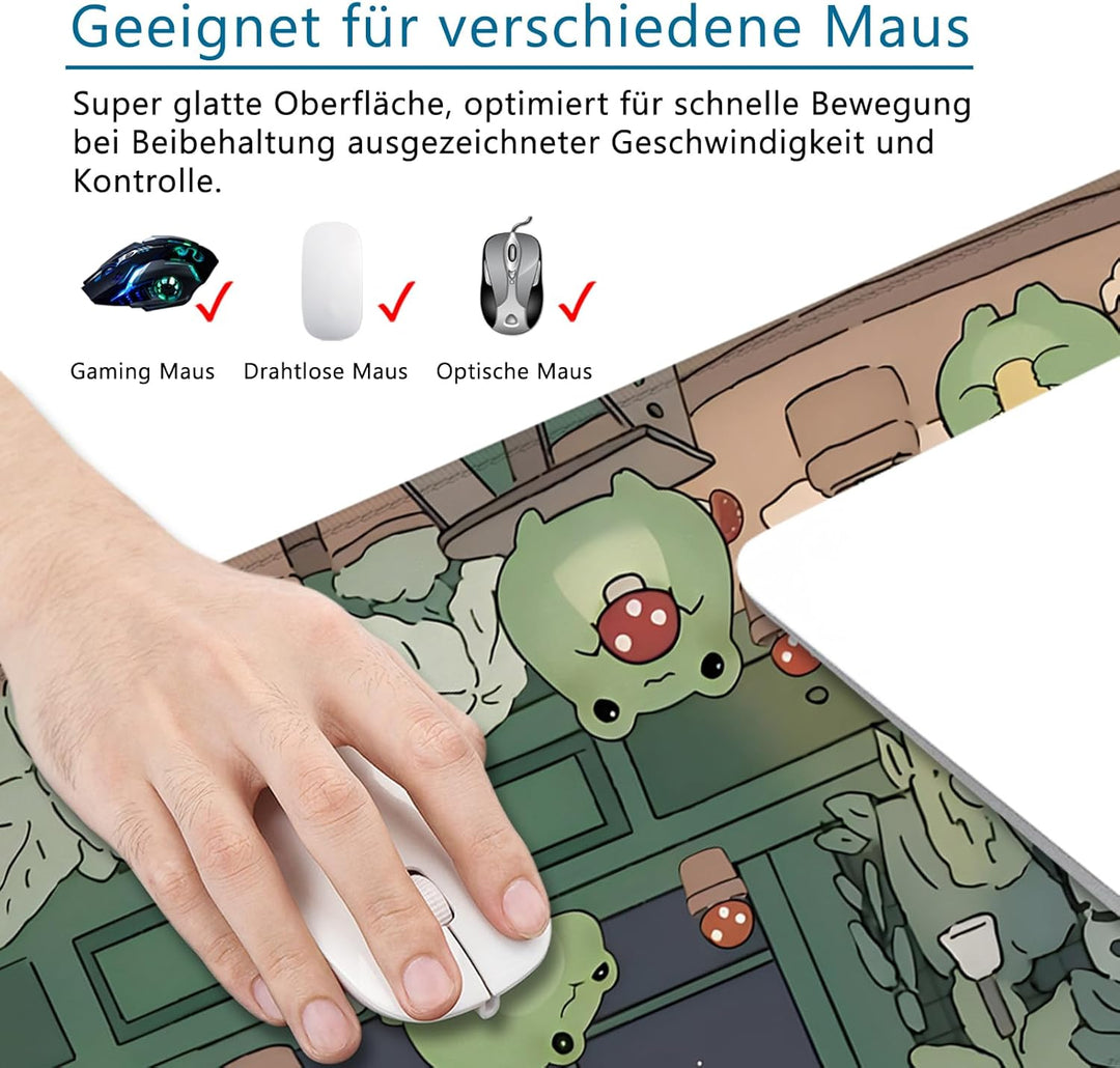 Grün Gaming Mousepad Schreibtischunterlage 800x300mm XL Mousepad Die Froschfamilie Grosses Mauspad,