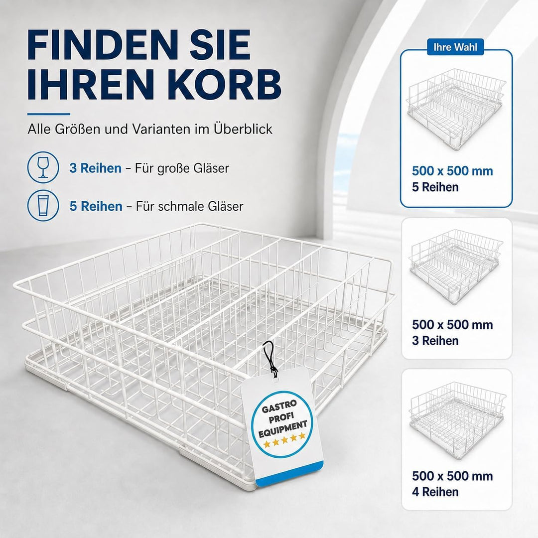 Gläserspülkorb Drahtgitterkorb 400x400 mm - 4 Reihen | Made in EU | Gläserkorb für Gastronomie | Pro