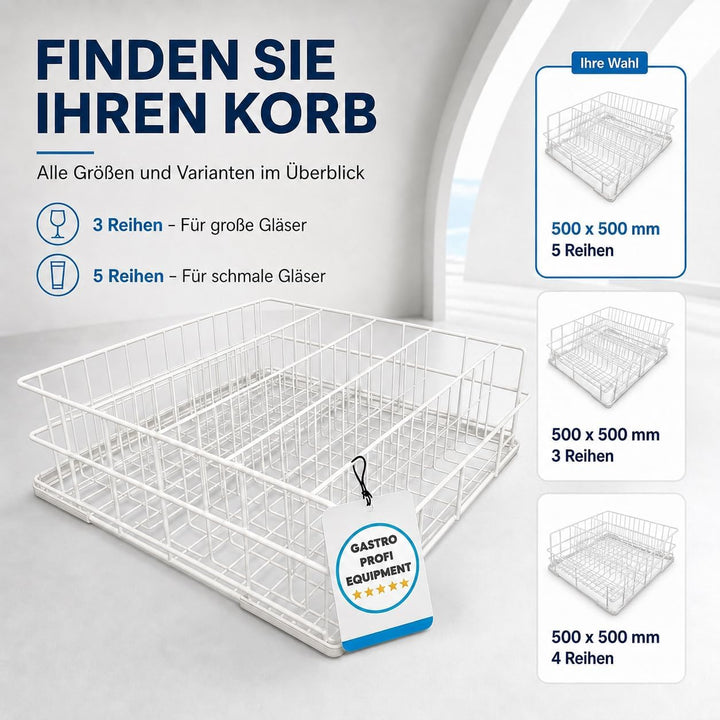 Spülkorb Drahtgitterkorb 500x500 mm - 5 Reihen Gastronomie Professional Gläserspülkorb vers. Grössen