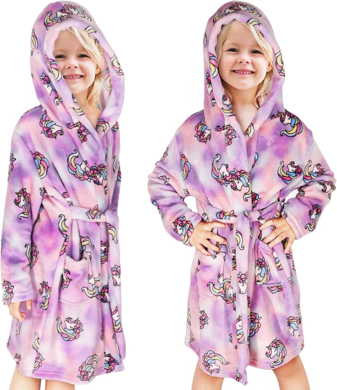 Bademantel Kapuze Kinder Morgenmantel Flanell Nachtwäsche Robe Frottee Lange Ärmel Weiche Schlafover