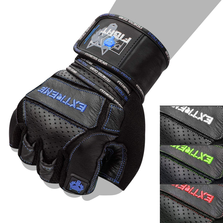 FOX-FIGHT Fitnesshandschuhe Trainingshandschuhe Kraftsport Damen Herren Leder Handschuhe Bodybuildin