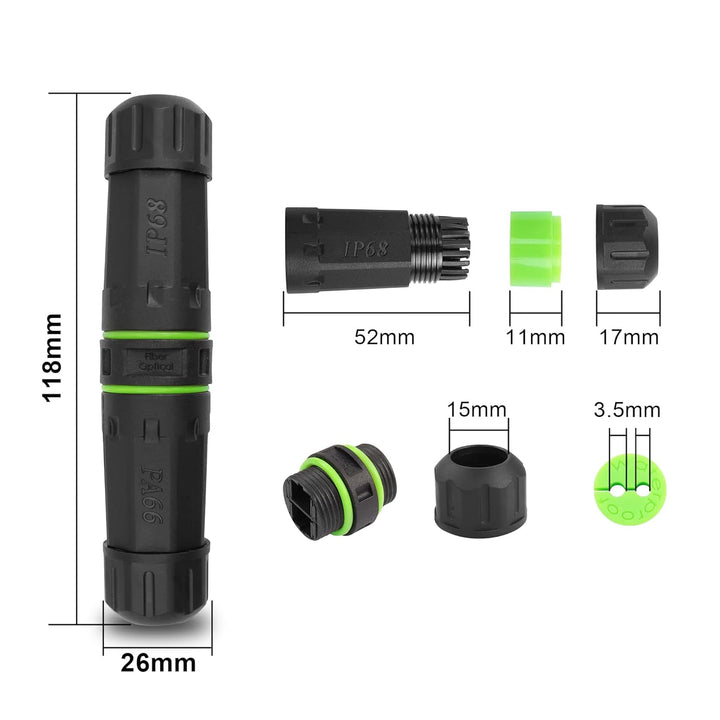 PNGKNYOCN SC Fiber Optical Waterproof Connector, IP68 SC Duplex LWL Kabel Outdoor Wasserdichter Adap