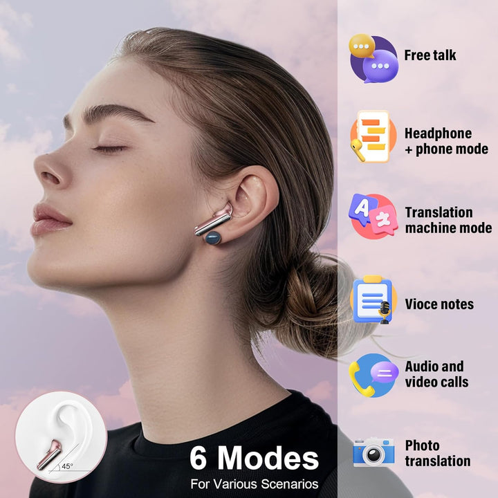 KI Übersetzer Kopfhörer mit Audio und Videoanrufe, 3-in-1 Bluetooth 5.4 Kopfhörer mit 164 Sprachen E