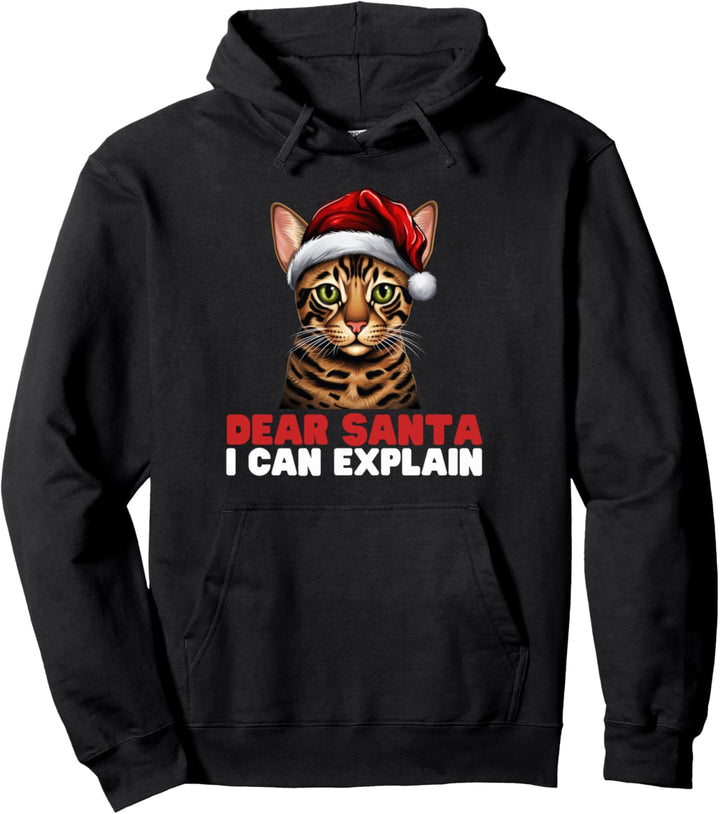 Dear Santa I Can Explain Funny Bengal Cat Christmas Pyjamas Pullover Hoodie
