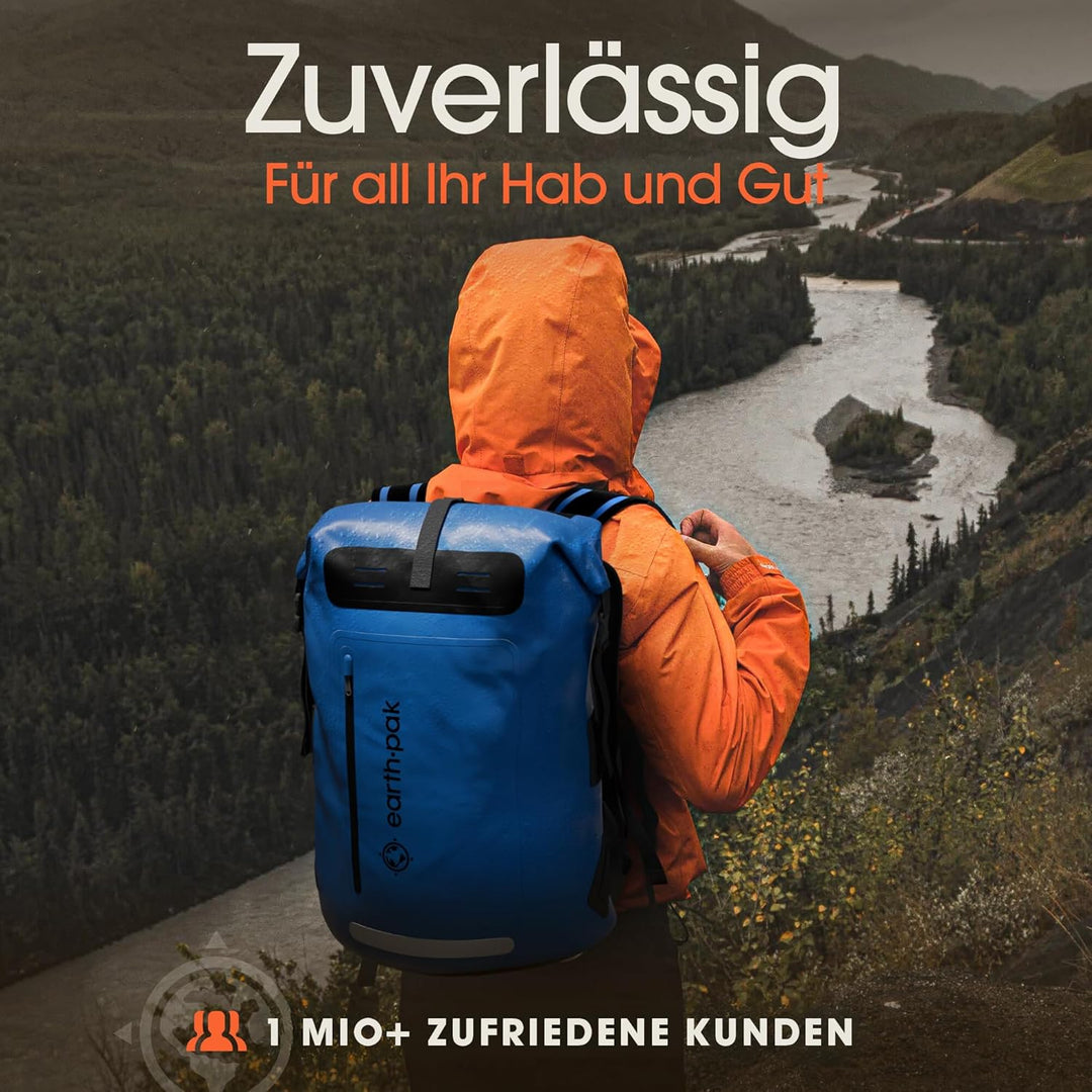 Earth Pak wasserdichter Rucksack – 35L / 55L Waterproof Backpack mit leistungsstarkem Rolltop Rollve