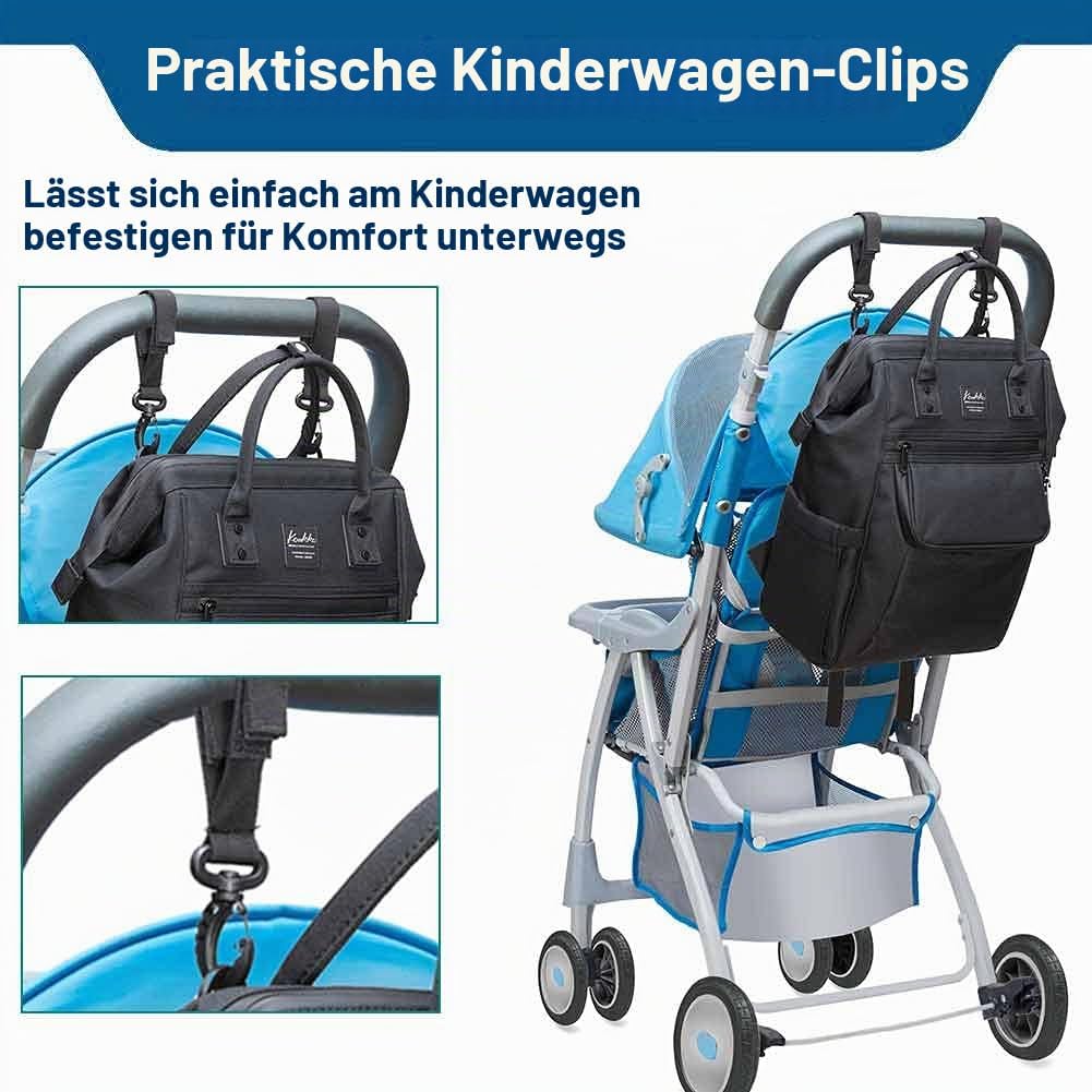 KAUKKO Baby Wickeltasche mit Kinderwagenhaken Multifunktion Nylon Grosse Kapazität Reiserucksack für