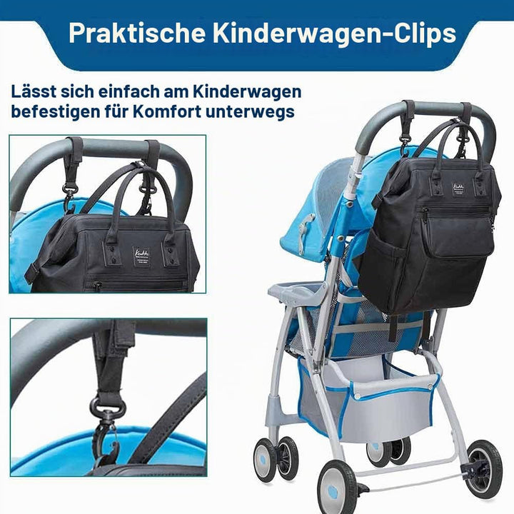 KAUKKO Baby Wickeltasche mit Kinderwagenhaken Multifunktion Nylon Grosse Kapazität Reiserucksack für