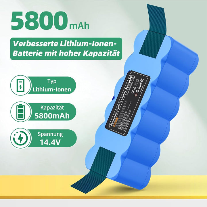 5800mAh Akku für iRobot Roomba, Lithium Ersatzakku kompatibel mit iRobot Roomba 500 521 530 560 563