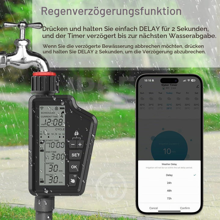 AVATTO Bewässerungscomputer Smart WiFi Zeitschaltuhren Automatische Bewässerung Unterstützen Alexa u