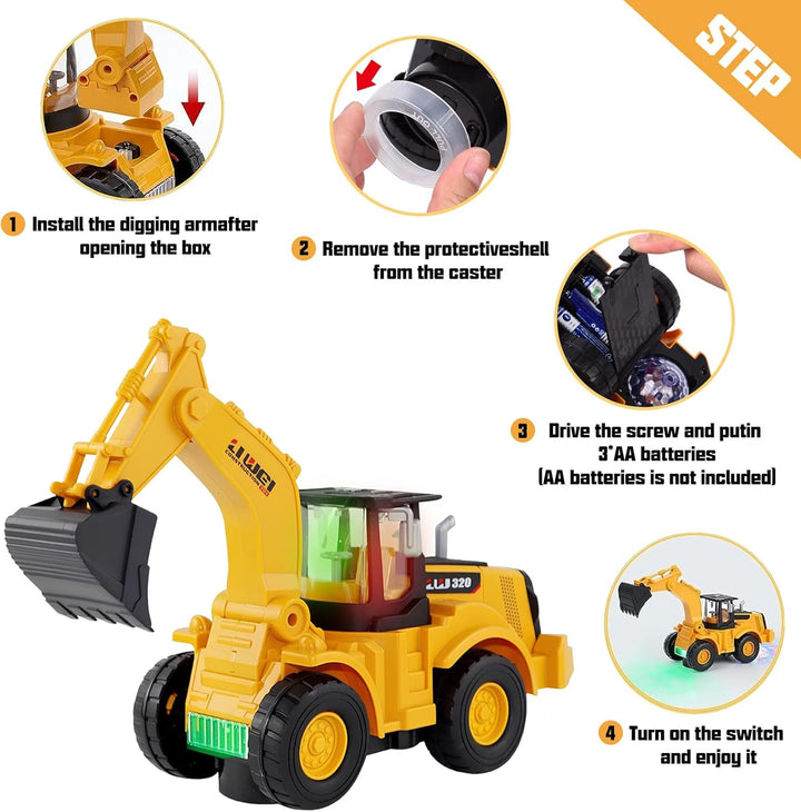 ChaneeHann Bulldozer Spielzeug, Bulldozer Kinder,Baustellenfahrzeuge Kinder,Automatisches Gehen Bagg