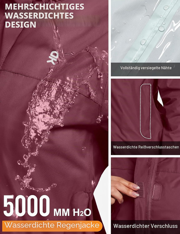 Little Donkey Andy Damen wasserdichte Regenjacke Leichte atmungsaktivem Regenjacke für Outdoor-Windb