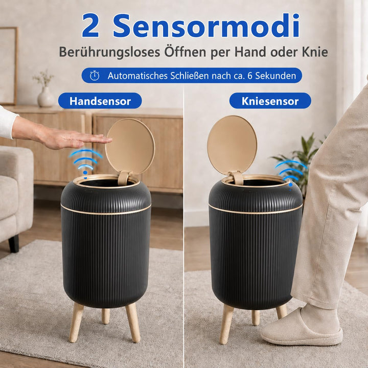 Smart Mülleimer mit Sensor,Weiss,10L,für Küche und Badezimmer, klein Geruchsdichter Trash Can Automa