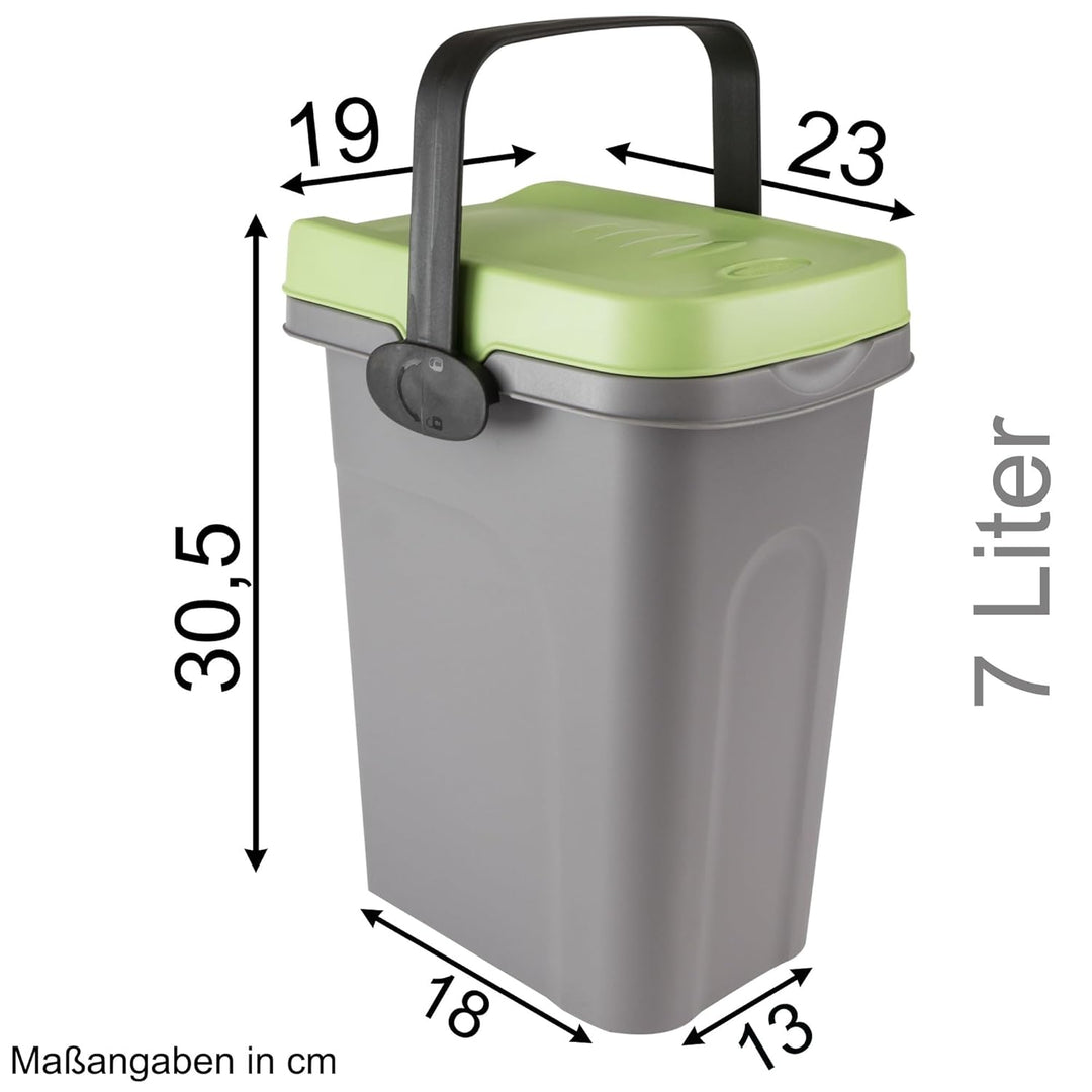 Windeleimer Geruchsdicht 7 Liter Grün, Biomülleimer Verschliessbar, Komposteimer Küche, Eimer Mit De