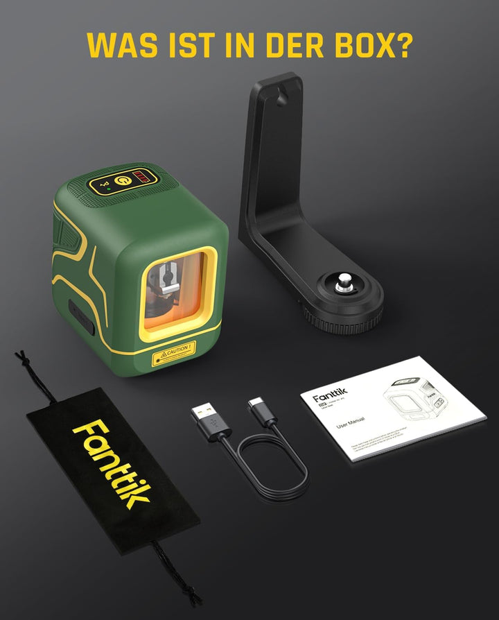 Fanttik D2 Kreuzlinienlaser Selbstnivellierend, Linienlaser Grün 30m, Wiederaufladbare Batterie, USB