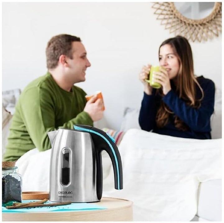 Cecotec elektrischer Wasserkocher TermoSence 220 STeel, 1.2 Liter, BPA-frei, rostfreier Stahl, Anti-
