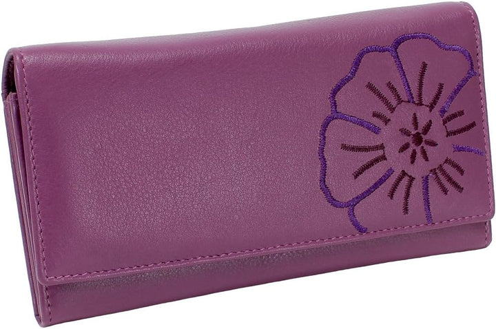 Branco Damen Geldbörse Portemonnaie Leder Damenbörse Damen Geldbeutel berry, Berry
