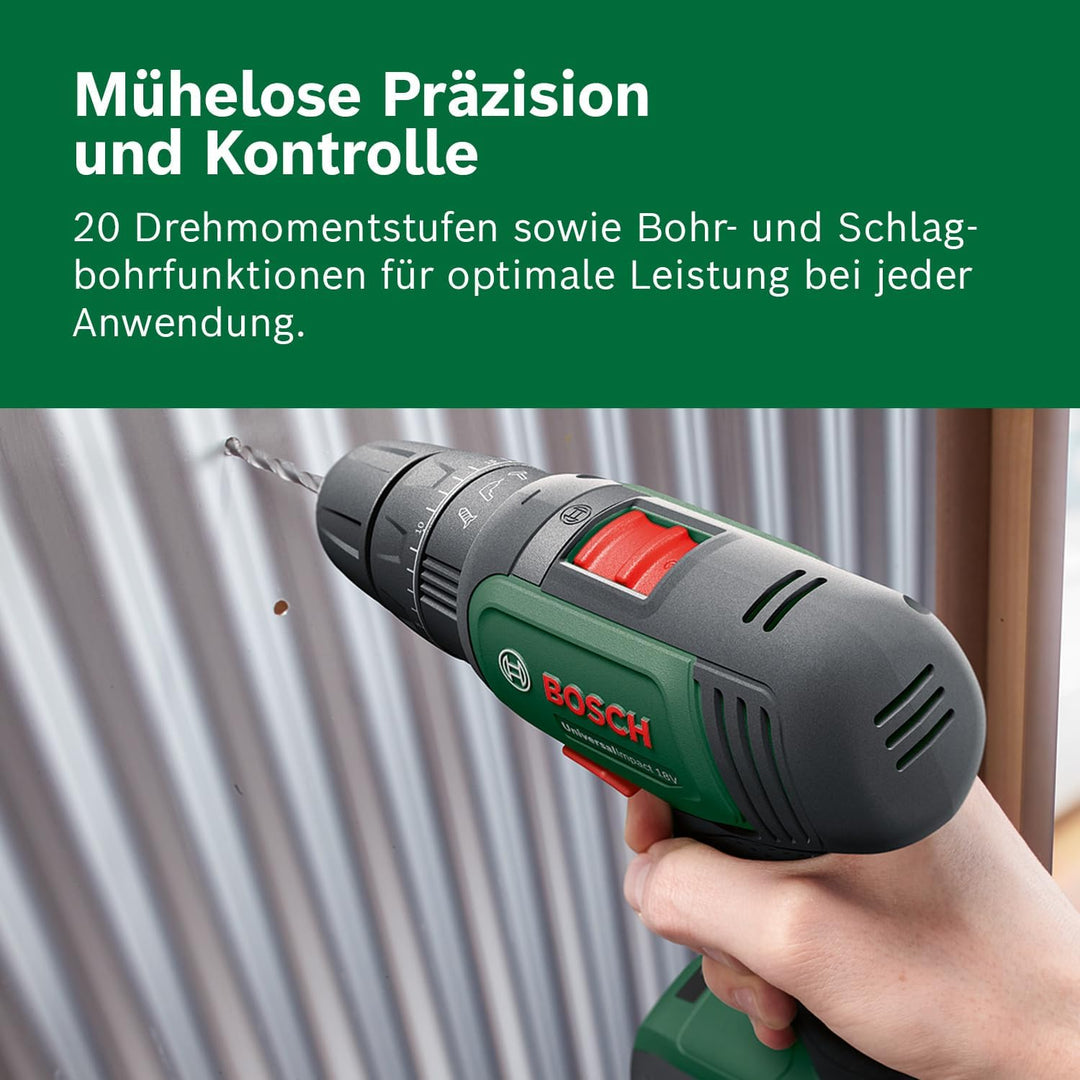 Bosch Home and Garden Bosch Akku Schlagbohrschrauber UniversalImpact 18 V (2 Akkus, 18 Volt System,