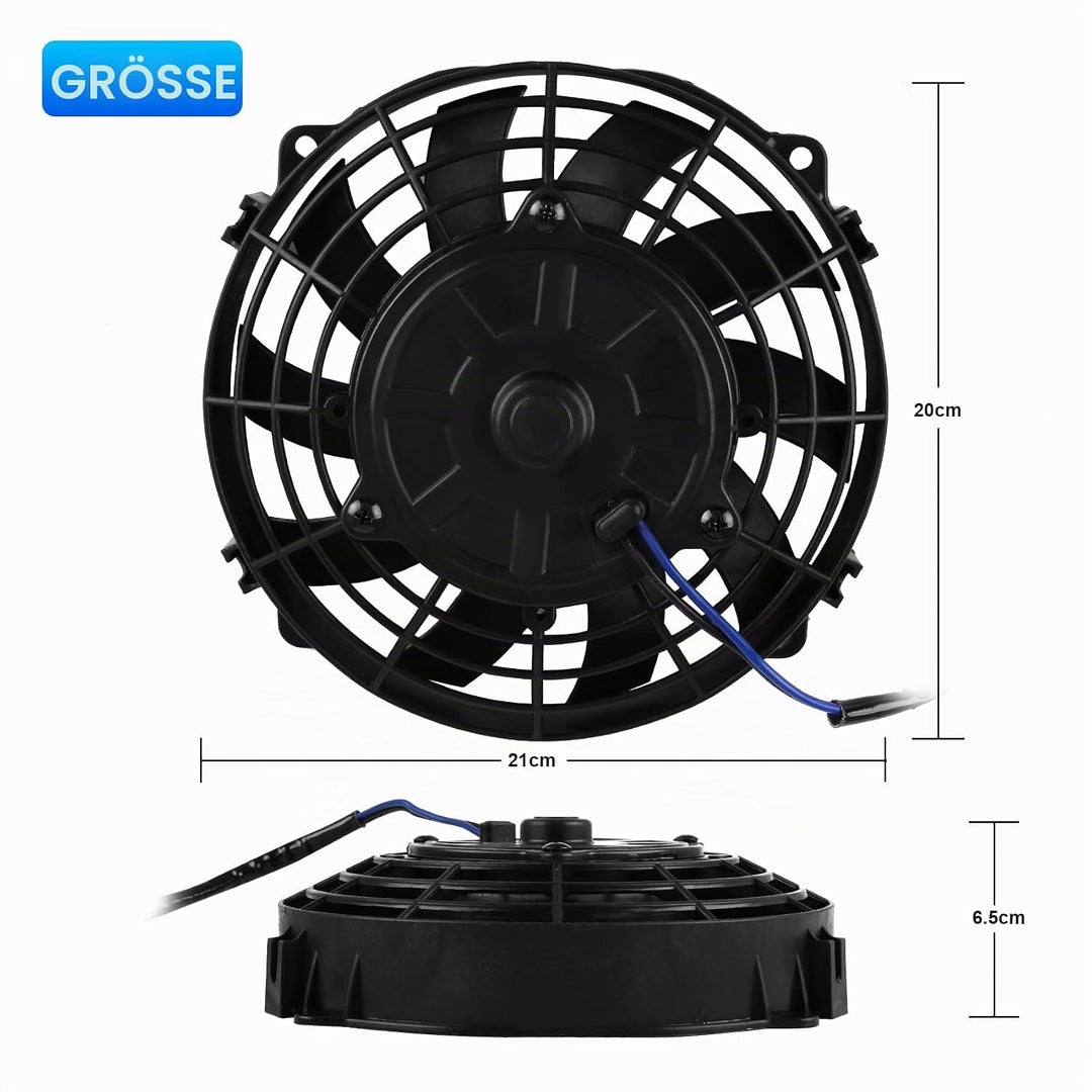 DOCAS 7 Zoll 12V 80W Universal Auto Kühlerlüfter Kühlgebläse, Auto Elektrischer Lüfter Motorlüfter S
