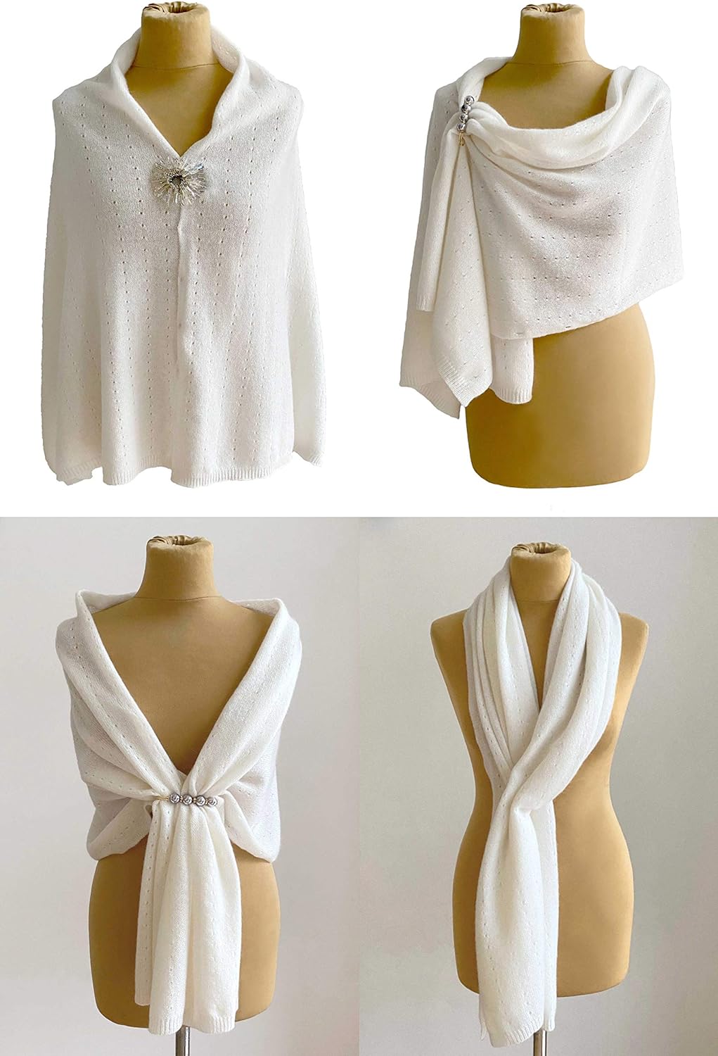 Multiwear Damen Poncho aus reinem Kaschmir, Hot Pink, Fuchsia