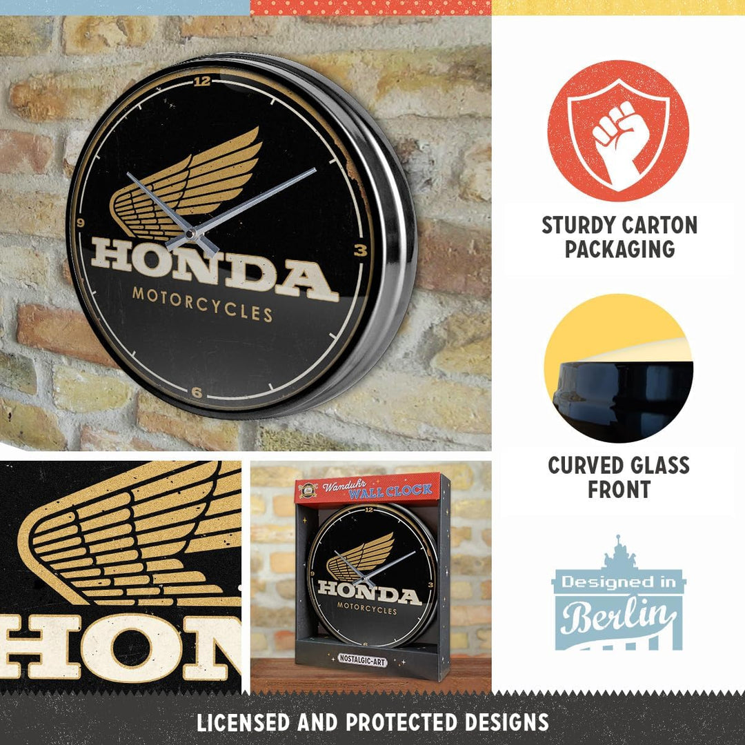 Nostalgic-Art Retro Wanduhr, Ø 31 cm, Honda MC – Motorcycles – Geschenk-Idee für Honda-Zubehör Fans,