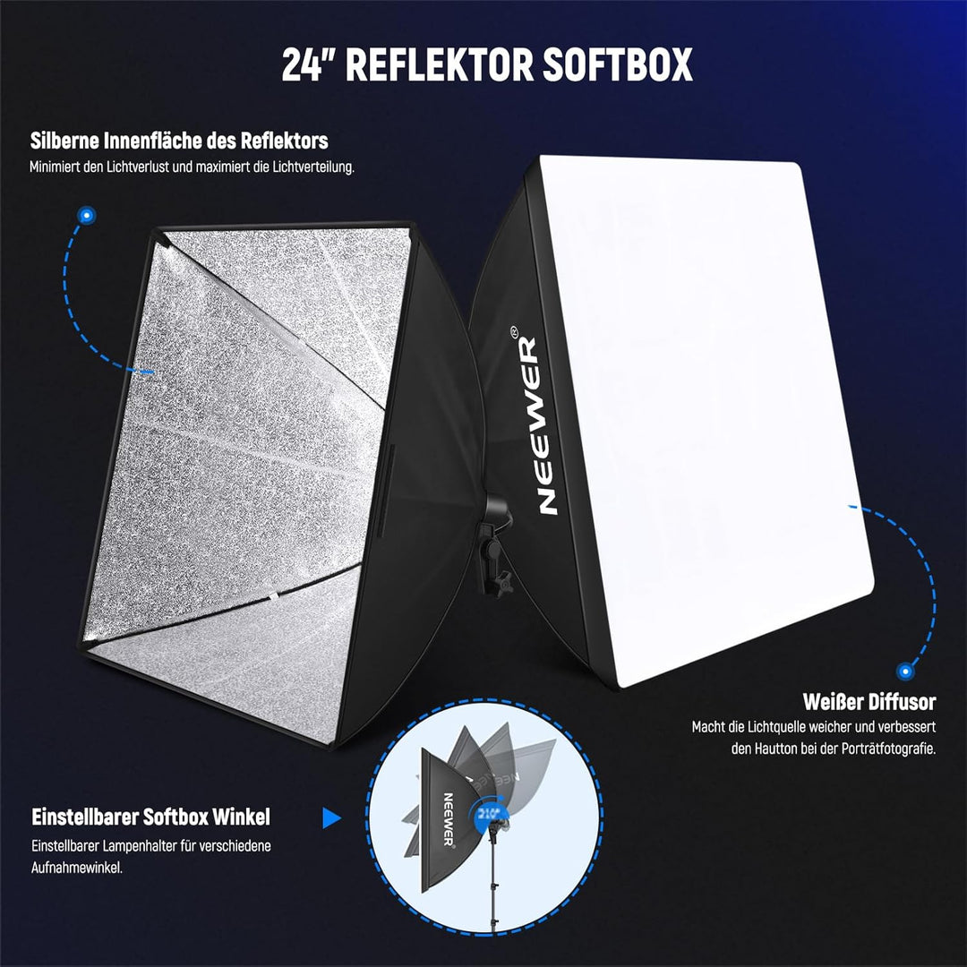 NEEWER Fotografie Dauerlicht Set mit Hintergründen, 2,6x3m Stative, 5700K, 800W, Äquivalent 24W LED