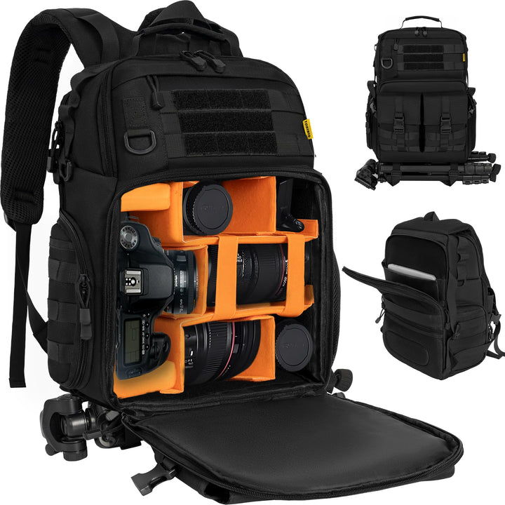 Kamerarucksack mit 15,6 Zoll Laptopfach - wasserdichte Kameratasche, langlebige DSLR/SLR-Fototasche