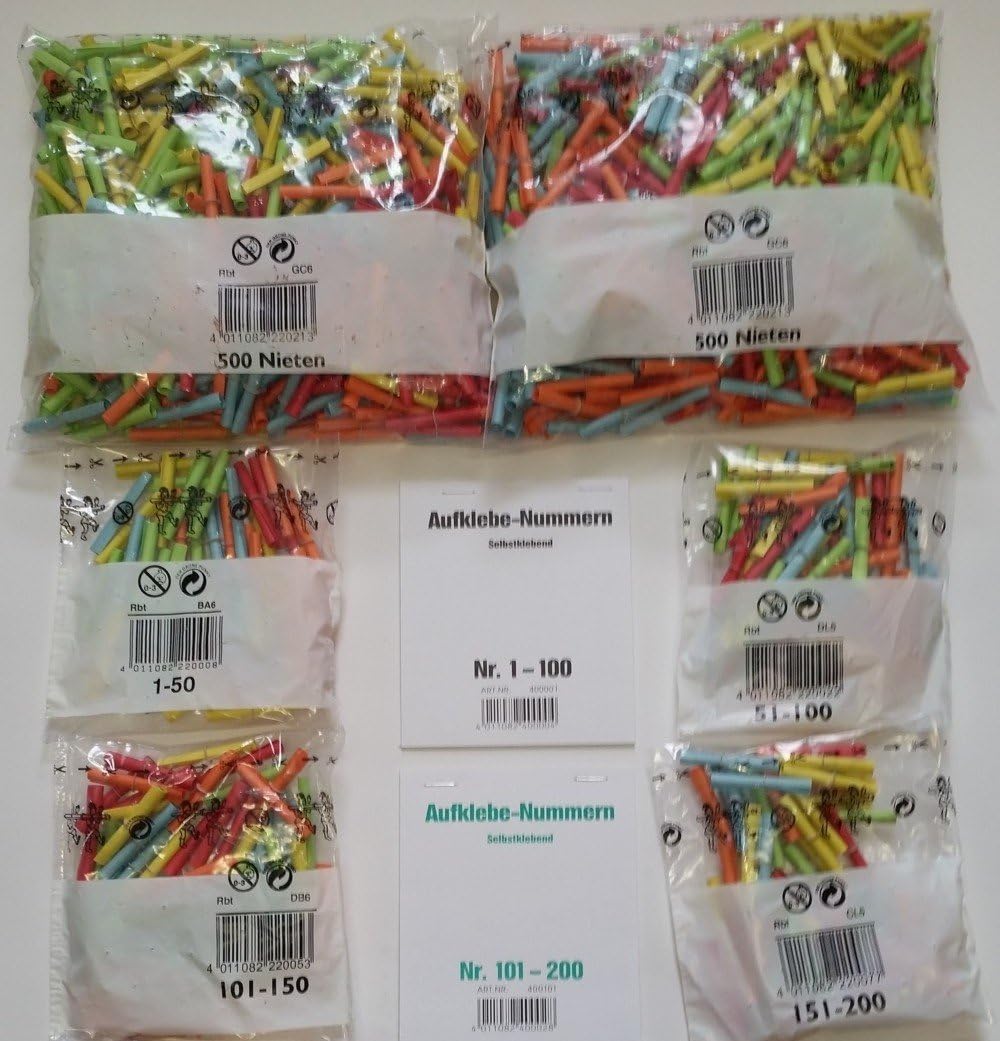 Tombola-Komplett-Set, Bunt, 200 Gewinne+Aufkleber, 1.000 Nieten