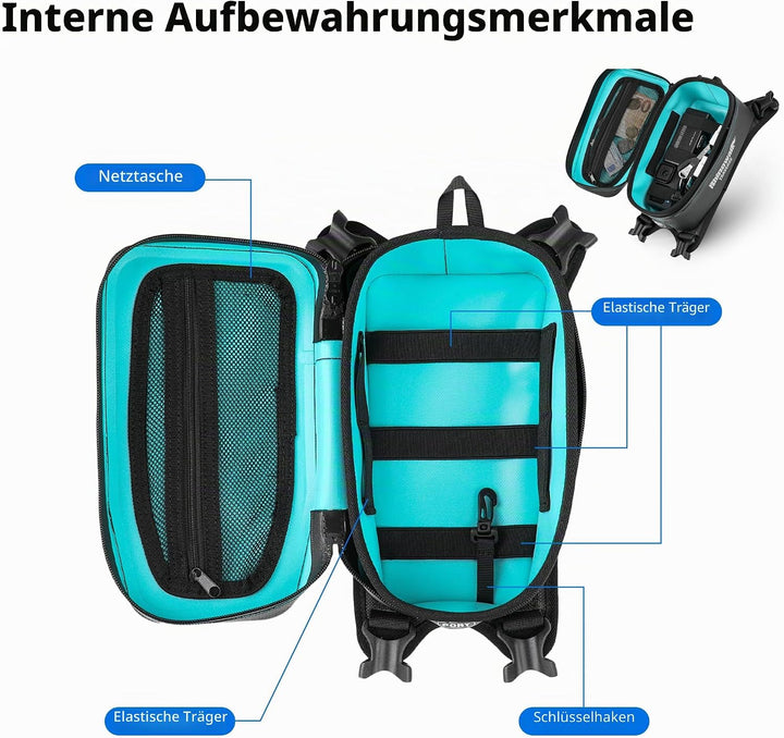 Rhinowalk Motorrad Tankrucksack Wasserdicht Hartschale Erweiterbar 2L Sitz Aufbewahrungstasche Tasch