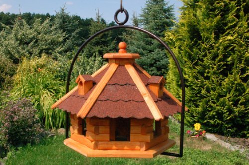 XXL Vogelhaus mit Gauben Nr18 Dach rot und Bügel zum aufhängen von Vogelhaus, Nistkasten, Vogelhäusc