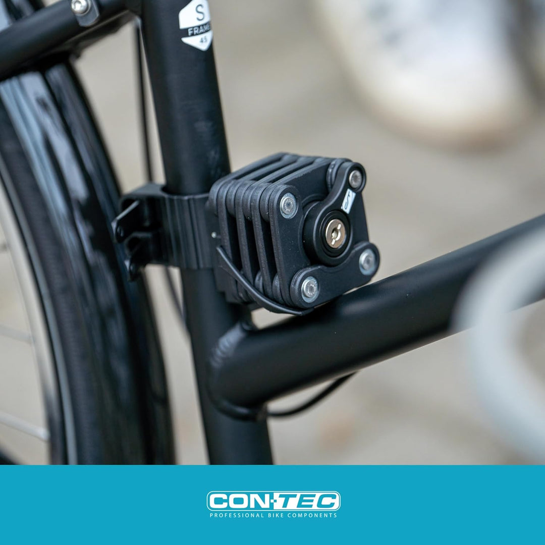 CONTEC Fahrrad-Faltschloss BlockLock, Länge 64 cm, Aus gehärtetem Stahl, Mit Halterung, Hochsicher,