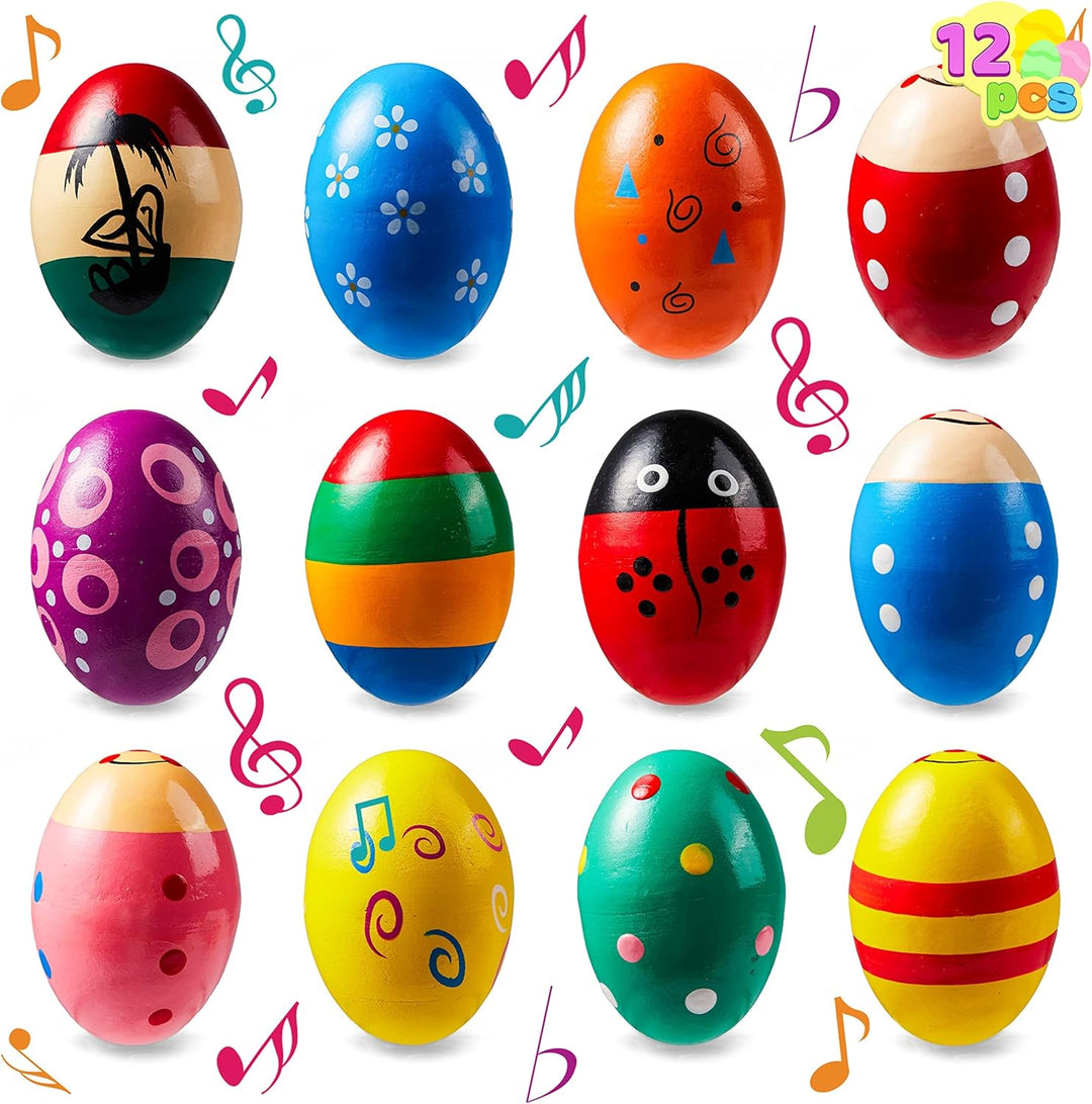 JOYIN 12 Stück 3 "(7,6 cm) Hölzerne Eierschüttler Maracas Percussion Musical für Party -Gefälligkeit