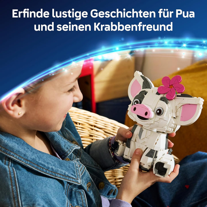 LEGO | Disney Vaiana Pua - Spielzeug Schwein mit Blume, Krabbe und Flossständer als Zimmerdeko - Geb