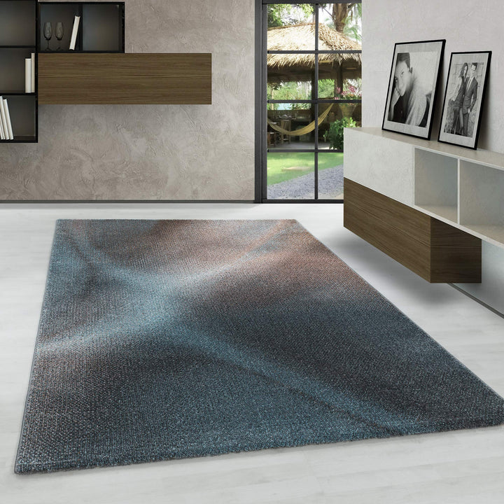Carpetsale24 Modern Designer Kurzflor Teppich, Abstrakt Meliert Design, Läufer Teppich, Grau - Blau