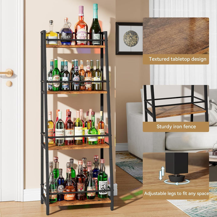 YMYNY 4-Tier Abgestufte Liquor Cabinet Mini Bar, Weinregal Freistehend Boden für Whiskey, Ecke Liquo