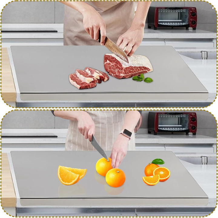 Sibosen Edelstahl Schneidebrett,60 x 40 cm Arbeitsplatte Knetbrett Metall Küchenbrett Spülmaschinenf