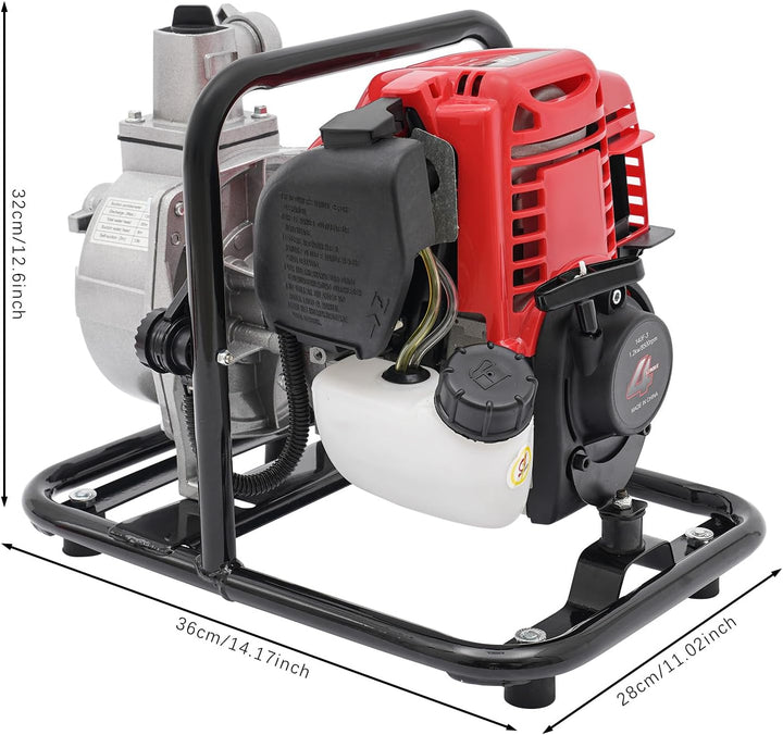 Benzin Wasserpumpe 4 Takt Tragbare Gartenpumpe 1.2KW Viertakt Teichpumpe für Gartenrasenbewässerung