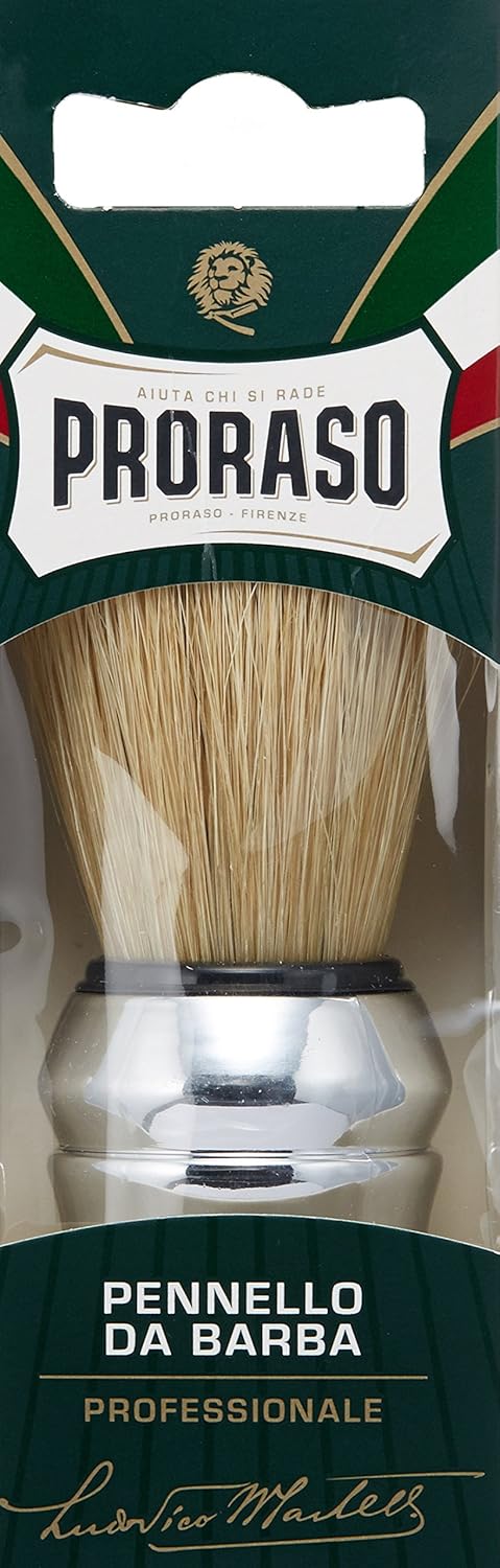 Proraso (Grüne Linie) - Rasierpinsel, Naturborste und verchromter Kunststoffgriff, 1 Stück (4er Pack