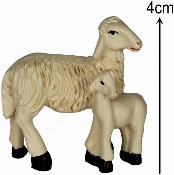 ZICOM Krippenzubehör Tiere Schafset ca. 4cm 6-TLG. Polyresin handbemalt