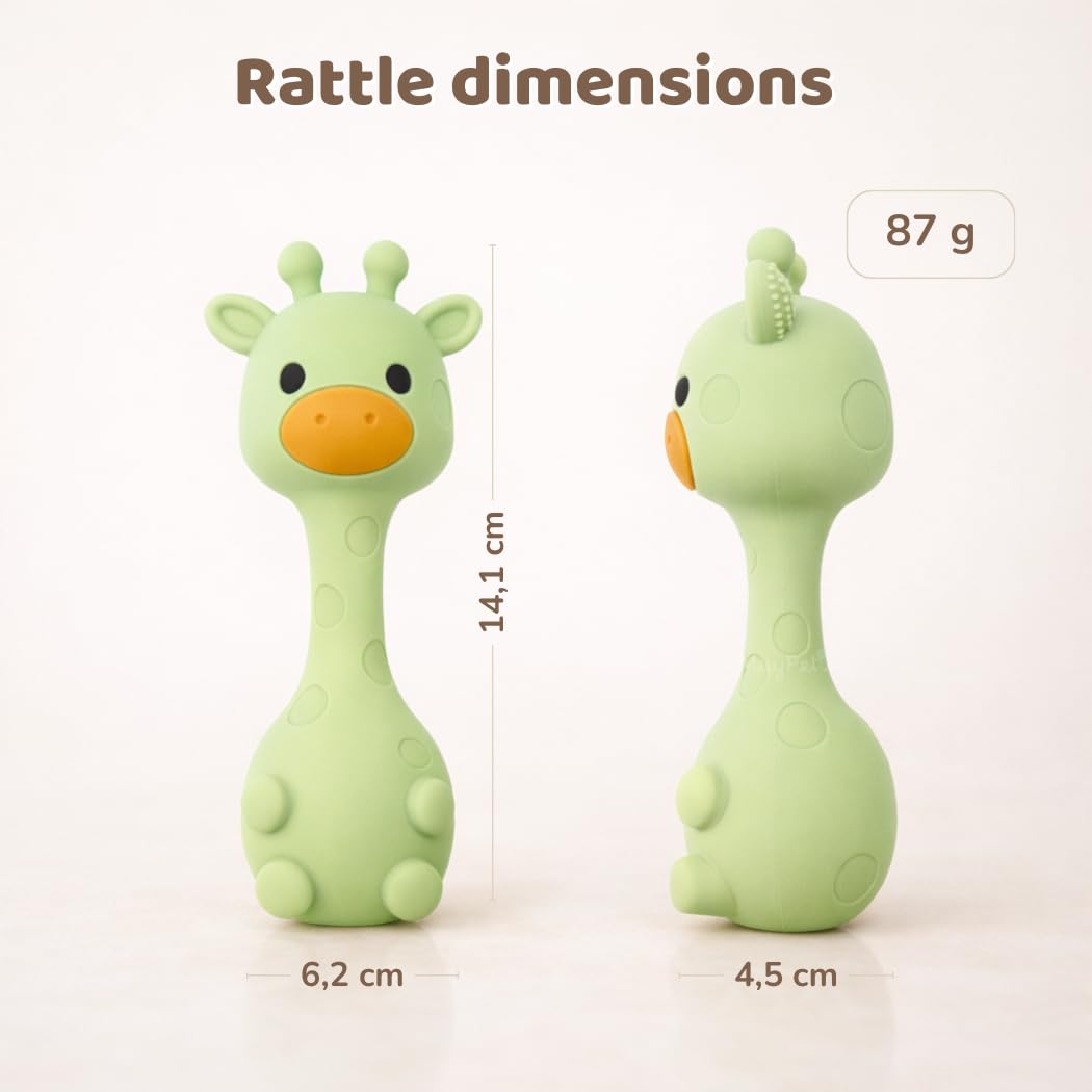 MuyPe Rassel Giraffe und Beissring für Babys (Giraffe Blau), Giraffe Blau