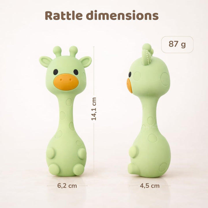 MuyPe Rassel Giraffe und Beissring für Babys (Giraffe Blau), Giraffe Blau