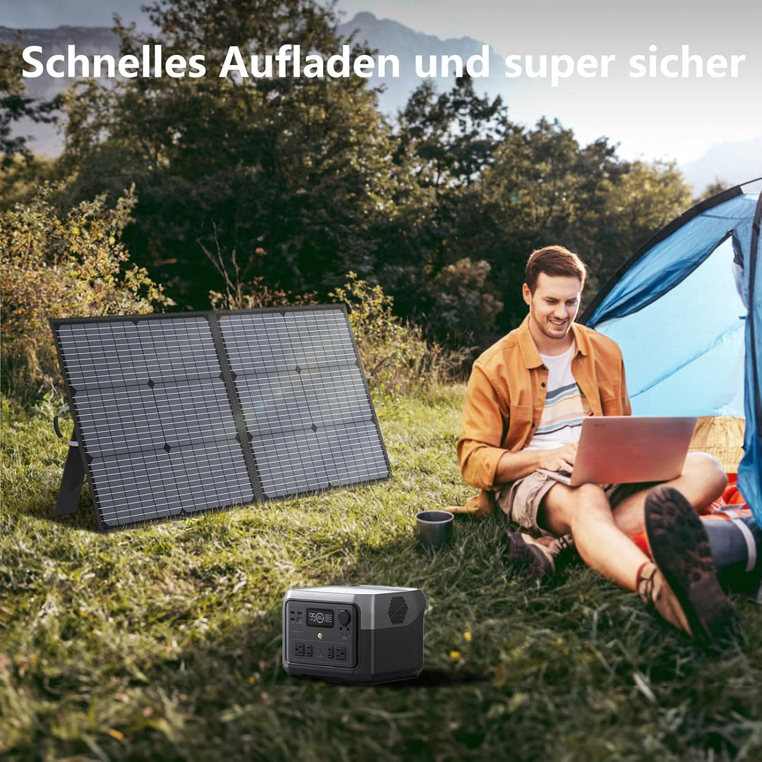 Tragbares Solarpanel 110W Solarladegerät, faltbares Solarpanel IP67 wasserdichtes Kit mit 20V Ausgan